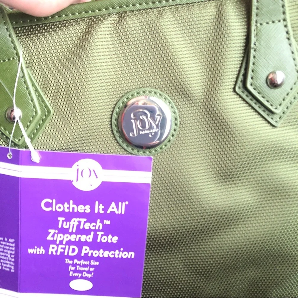 JOY army green Travel Tote Tuff-Tech with RFID Protection NWT